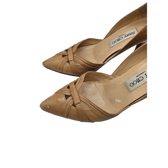 Vtg Y2K Jimmy Choo Womens Sz 36 (US5.5-6) Lizzy=ie beige Leather Heels Pumps - Picture 3 of 8